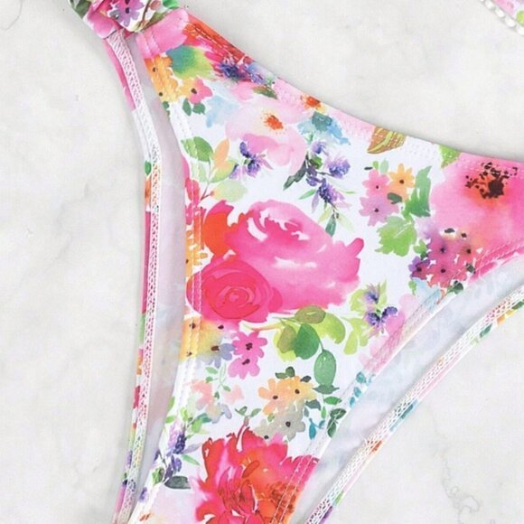 2 piece Floral Print Bandeau Bikini Swimsuit multicoor - Picture 5 of 8